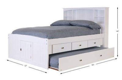 Elizabeth White Full Size Captains Bed with Storage Drawers Custom Kids Furniture