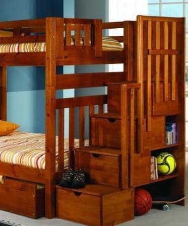 Elliot Honey Bunk Bed with Stairs and Storage Custom Kids Furniture