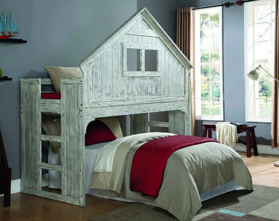 Ethan Distressed Tree House Loft Bed Custom Kids Furniture