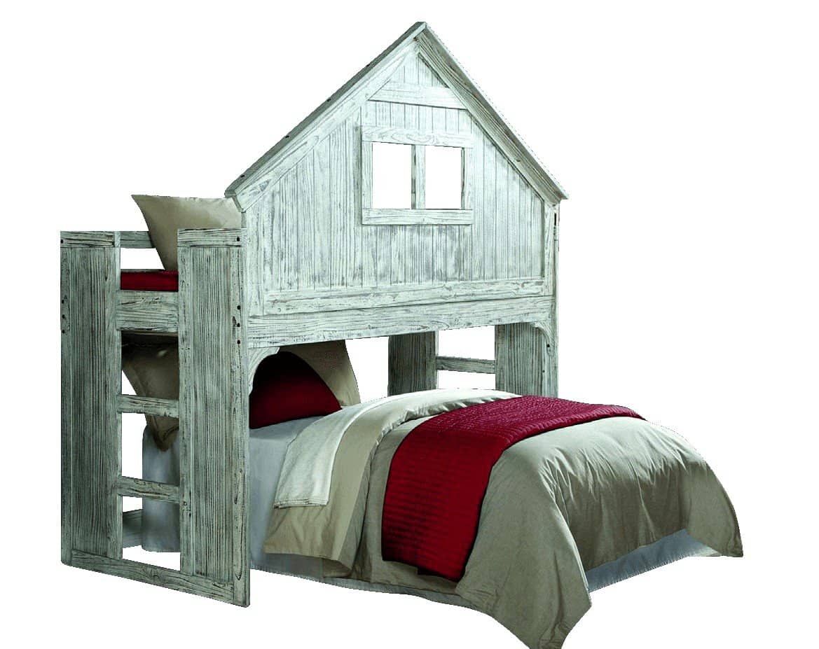 Ethan Distressed Tree House Loft Bed Custom Kids Furniture