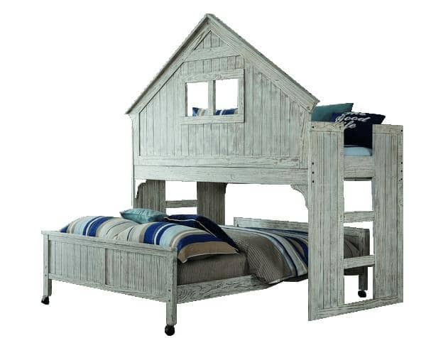 Ethan Distressed Twin over Full Tree House Bunk Bed Custom Kids Furniture