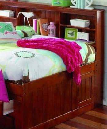 Grace Full Daybed with Bookcase Headboard, Trundle, and Three Storage Drawers Custom Kids Furniture