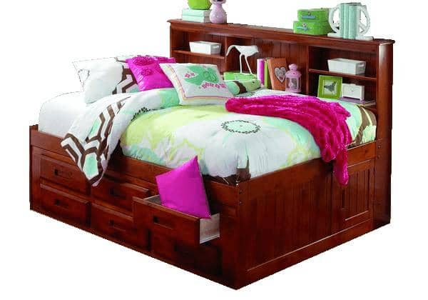 Grace Full Daybed with Bookcase Headboard, Trundle, and Three Storage Drawers Custom Kids Furniture