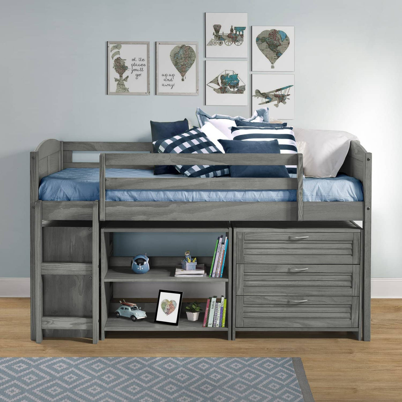 Hailey Grey Loft Bed for Kids Custom Kids Furniture