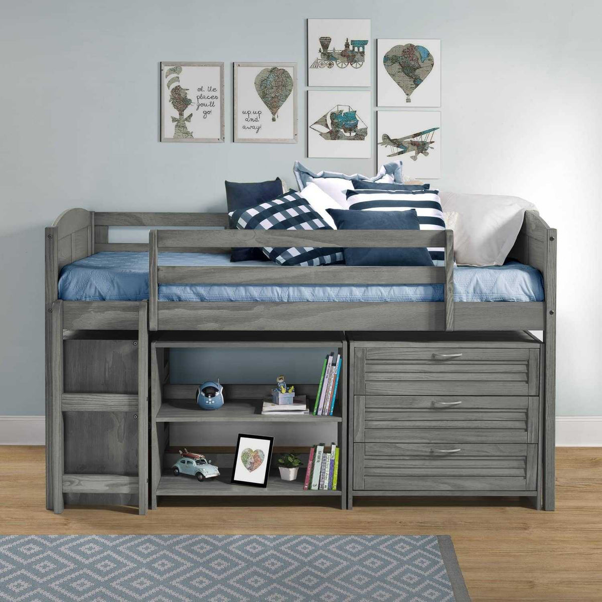 Hailey Grey Loft Bed for Kids Custom Kids Furniture