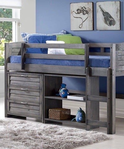 Hailey Grey Modern Loft with Dresser and Bookshelves Custom Kids Furniture