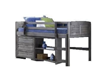 Hailey Grey Modern Loft with Dresser and Bookshelves Custom Kids Furniture
