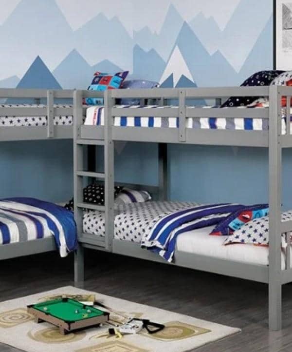 Hannah Grey Corner Quadruple Bunk Bed Custom Kids Furniture