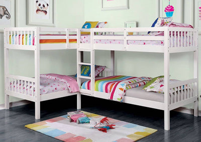 Hannah White Corner Quadruple Bunk Bed Custom Kids Furniture