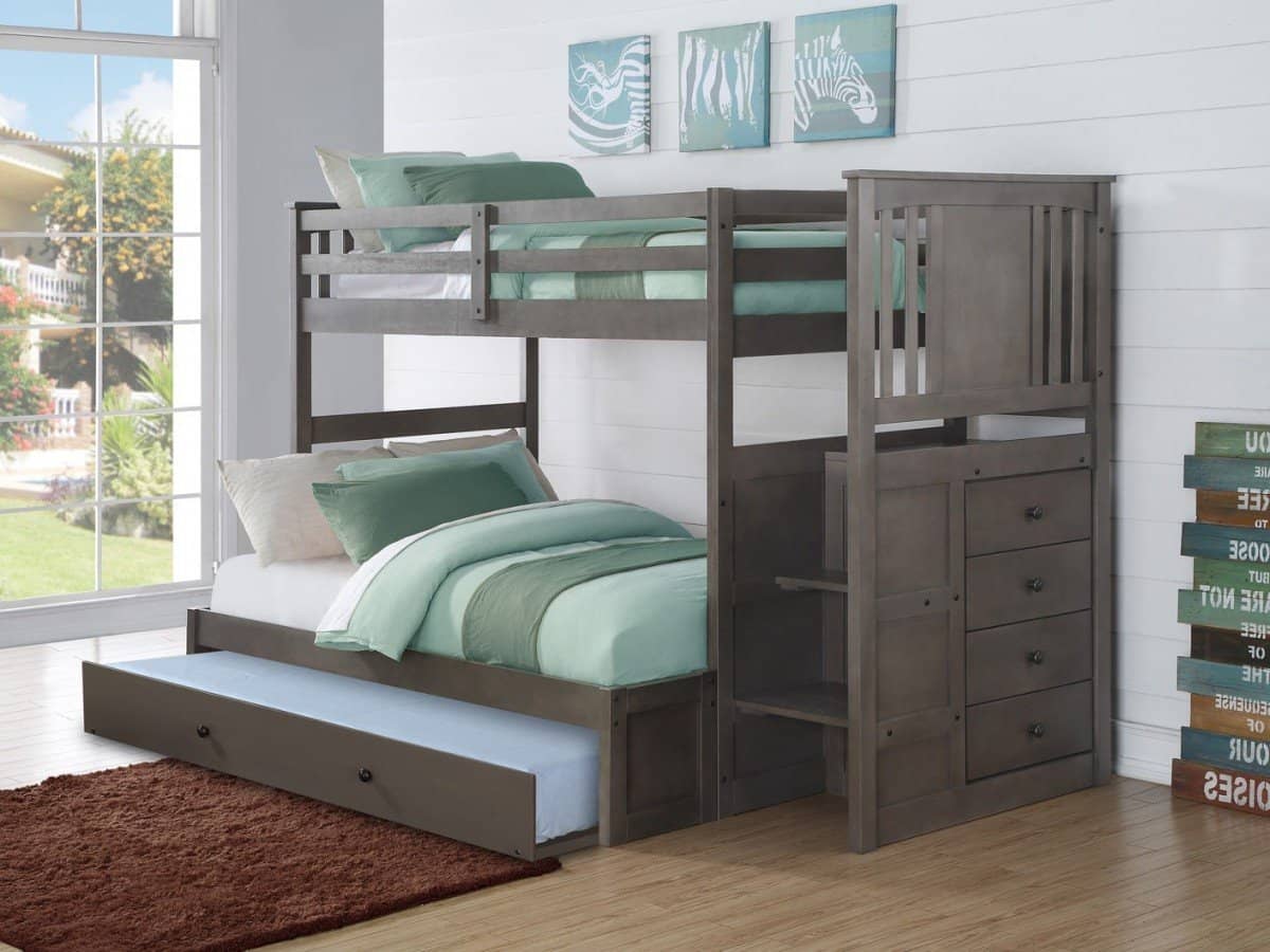 Harrison Grey Twin over Full Bunk Bed Custom Kids Furniture