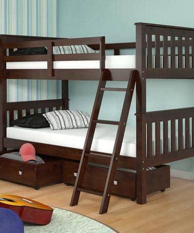 Hunter Twin Cappuccino Bunk Bed with Storage Custom Kids Furniture