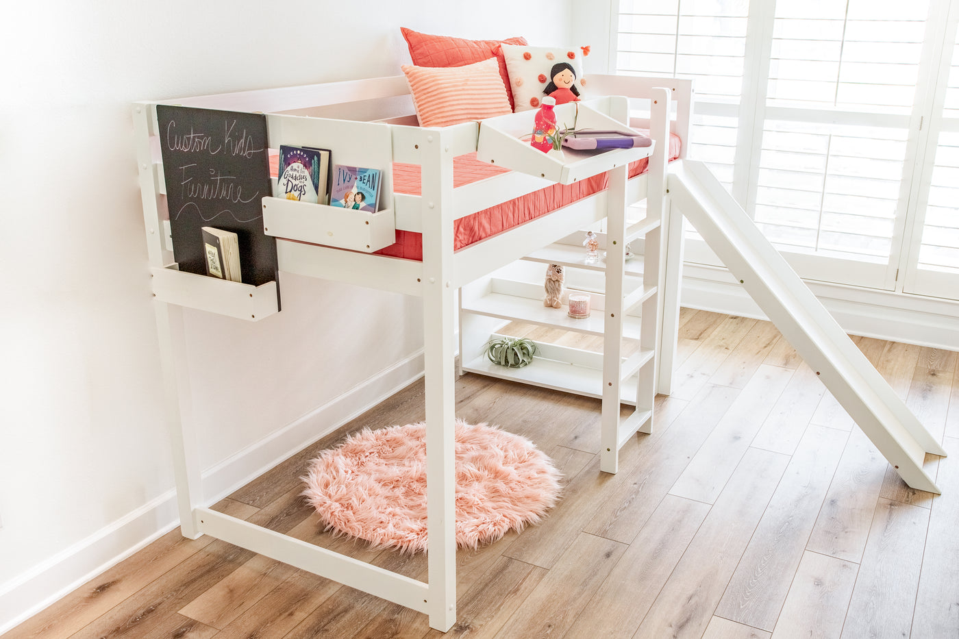 Harper Twin Loft Bed with Slide Custom Kids Furniture