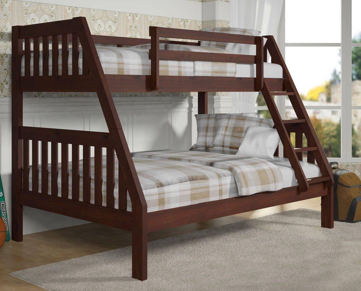 Ian Modern Dark Wood Twin over Full Bunk Bed Custom Kids Furniture