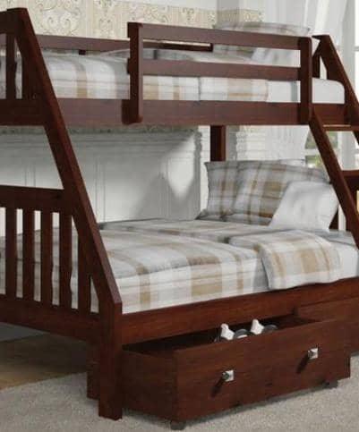 Ian Modern Dark Wood Twin over Full Bunk Bed with Storage Custom Kids Furniture