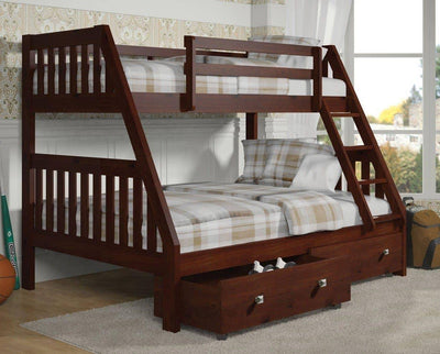 Ian Modern Dark Wood Twin over Full Bunk Bed with Storage Custom Kids Furniture