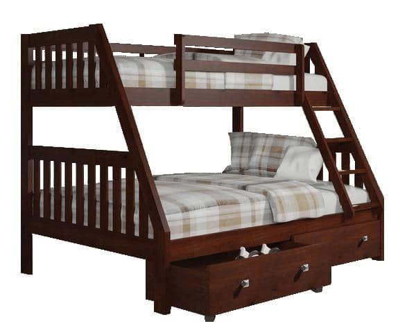 Ian Modern Dark Wood Twin over Full Bunk Bed with Storage Custom Kids Furniture