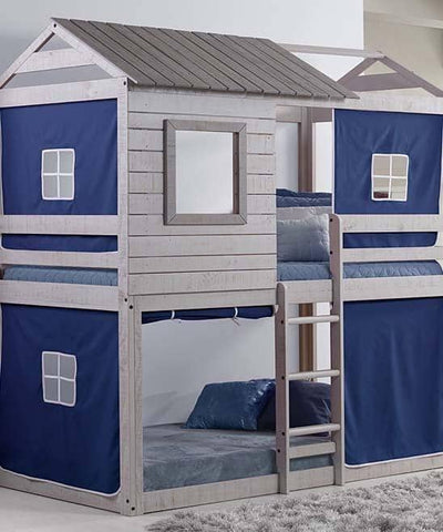 Jackson Fort Bunk Bed with Blue Tent Custom Kids Furniture