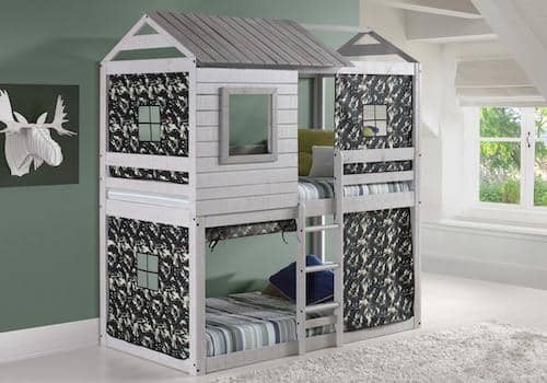 Jackson Fort Bunk Bed with Camo Tent Custom Kids Furniture