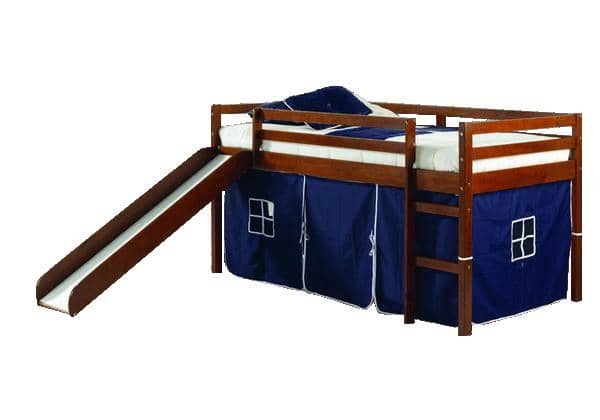 Jason Loft Bed with Slide & Blue Tent Custom Kids Furniture