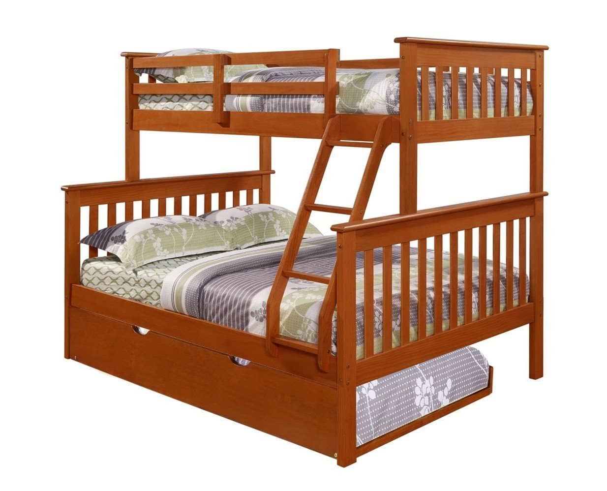Jayden Espresso Twin over Full Bunk Bed with Trundle Bed Custom Kids Furniture