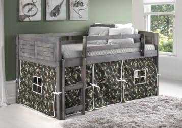 Jordan Gray Twin Loft with Camo Tent Custom Kids Furniture