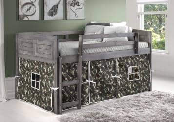 Jordan Gray Twin Loft with Camo Tent Custom Kids Furniture