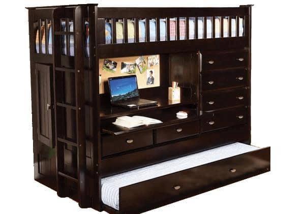 Bunk bed with desk dresser and shop trundle