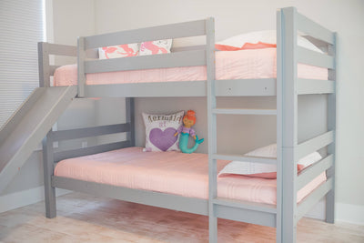 Kinsley Gray Wooden Bunk Bed with Slide Custom Kids Furniture