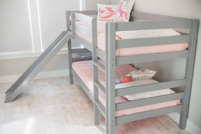 Kinsley Gray Wooden Bunk Bed with Slide Custom Kids Furniture