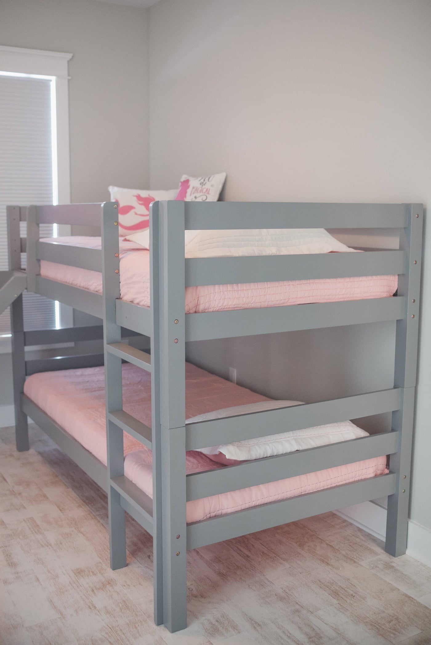 Kinsley Gray Wooden Bunk Bed with Slide Custom Kids Furniture