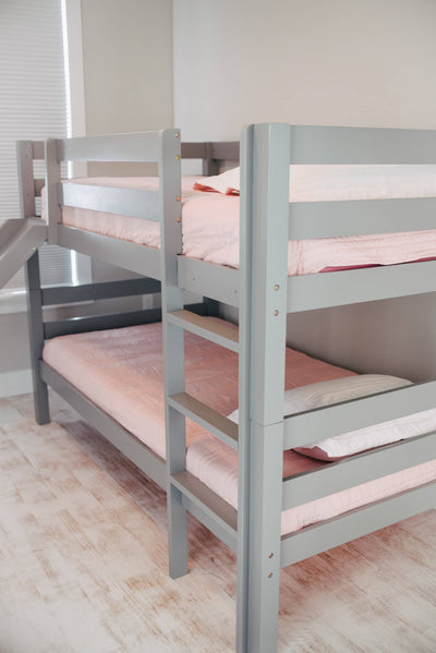 Kinsley Gray Wooden Bunk Bed with Slide Custom Kids Furniture