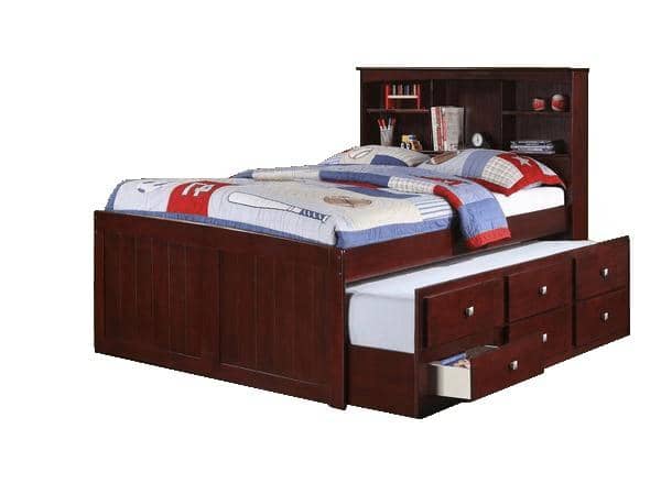 Landon Full Captains Bed with Bookcase Headboard Custom Kids Furniture