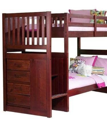 Layla Merlot Bunk Bed with Stairs Custom Kids Furniture