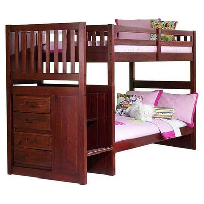 Layla Merlot Bunk Bed with Stairs Custom Kids Furniture