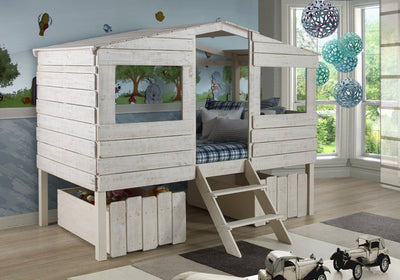 Liam White Club House Loft Beds with Storage Drawers Custom Kids Furniture