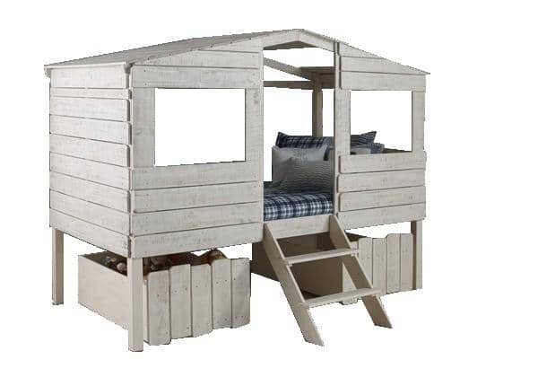 Liam White Club House Loft Beds with Storage Drawers Custom Kids Furniture