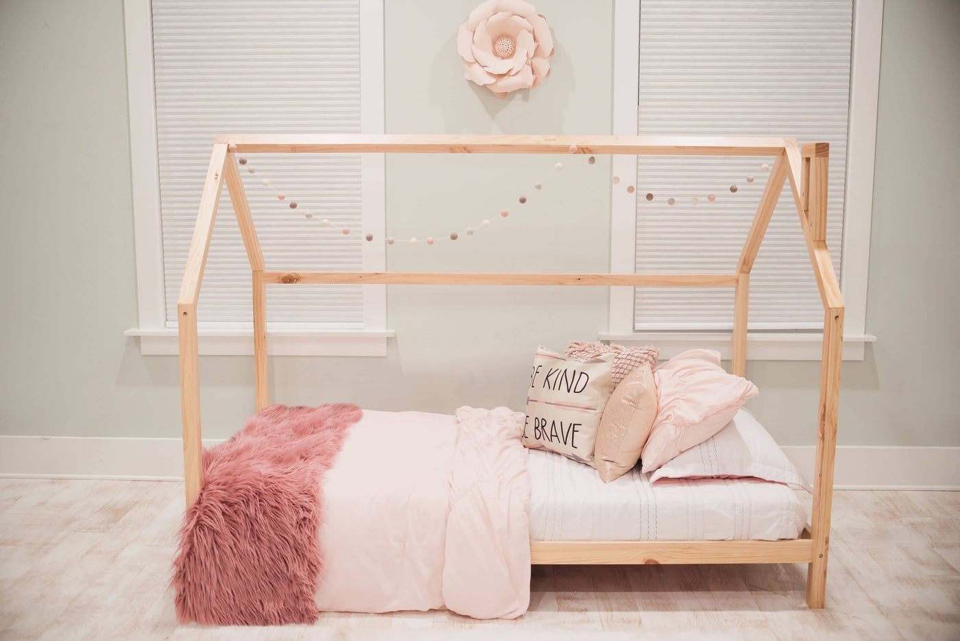 Lucy Raised House Frame Floor Bed Custom Kids Furniture