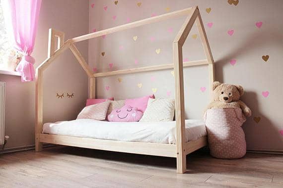Lucy Raised House Frame Floor Bed Custom Kids Furniture