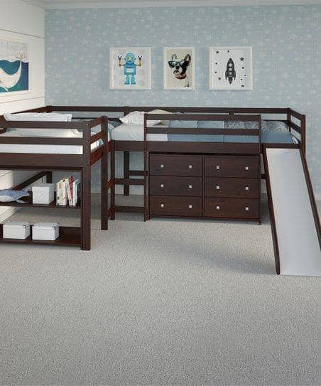 Luke L-Shape Corner Loft Bed with Slide & Dresser Custom Kids Furniture
