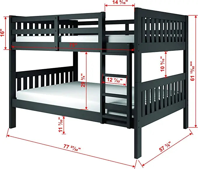 Max Full Bunk Bed with Storage in Grey Custom Kids Furniture