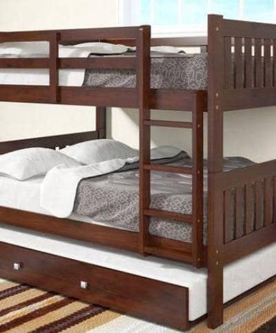 Max Full Size Cappuccino Bunk Bed with Trundle Custom Kids Furniture