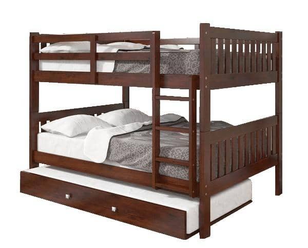 Max Full Size Cappuccino Bunk Bed with Trundle Custom Kids Furniture