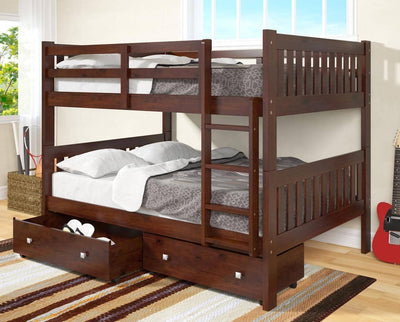 Max Full Size Dark Cappuccino Bunk Bed with Storage Custom Kids Furniture