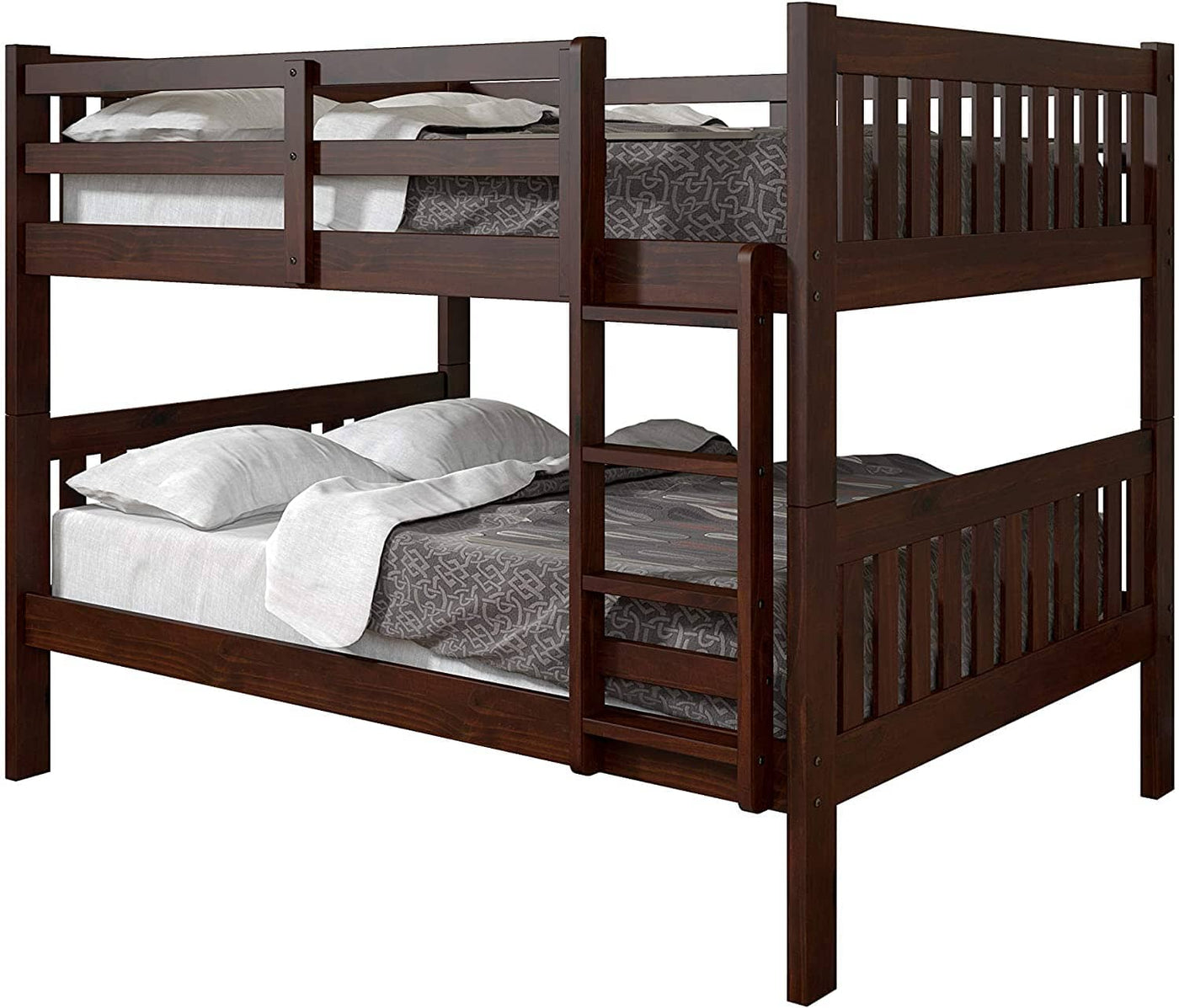 Max Full Size Dark Cappuccino Bunk Bed with Storage Custom Kids Furniture