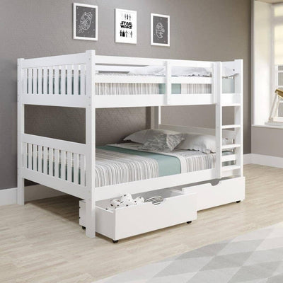 Max Full Size White Bunk Bed with Storage Custom Kids Furniture