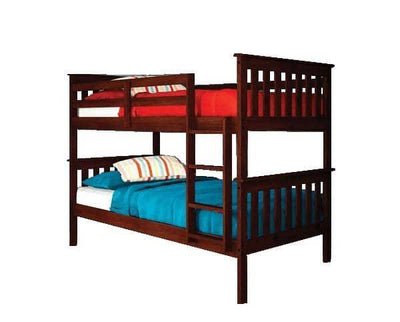 Miles Cappuccino Bunk Bed with Blue Tent Kit Custom Kids Furniture