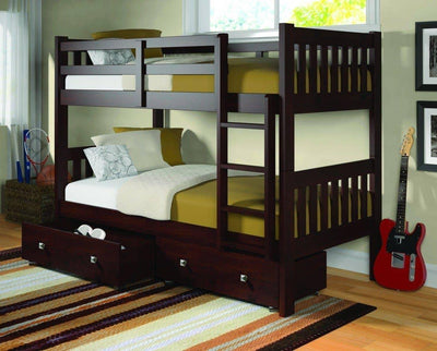 Morgan Modern Cappuccino Bunk Bed with Storage Custom Kids Furniture