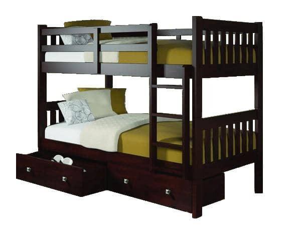 Morgan Modern Cappuccino Bunk Bed with Storage Custom Kids Furniture
