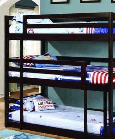 Nicholas Cappuccino Convertible Triple Bunk Bed Custom Kids Furniture