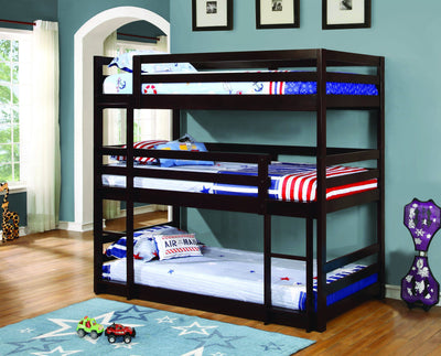 Nicholas Cappuccino Convertible Triple Bunk Bed Custom Kids Furniture